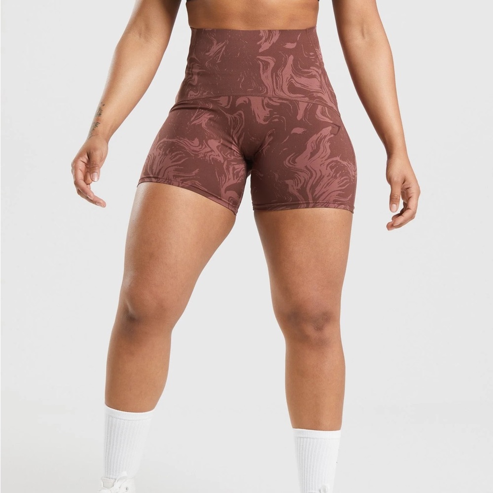 XS GS Power High Rise Shorts - Cherry Brown Print